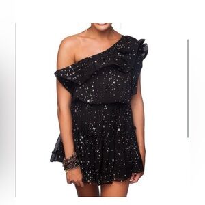 Buddy Love Black Starry Ruffle Dress
